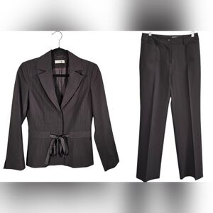 Women's Pinstripe Pantsuit Jacket & Trousers - Charcoal